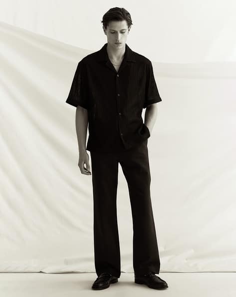 Buy H&M Men Loose Fit Textured Resort Shirt Online | Ajio.com