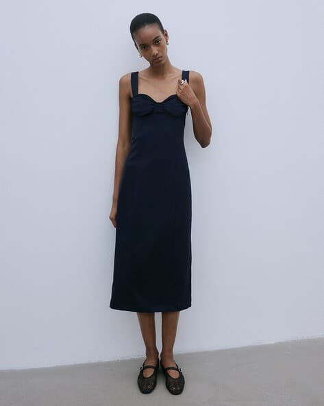 h&m blue bodycon dress Blue Flare Sleeves Bodycon Dress – Gabi Swimwear main image 0