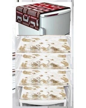  Stylish Fridge Cover with Fridge Mat Set-image-4