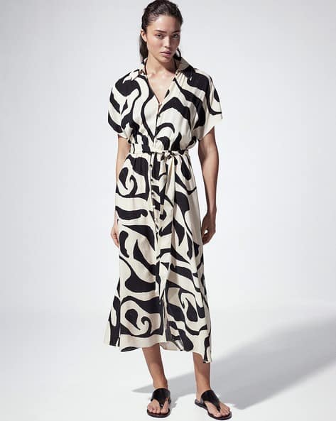h&m maxi shirt dress Women's Black/striped Long T-Shirt Dress