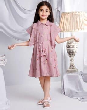 peppermint Girls Floral Knitted A-line Dress with Belt-picture-39