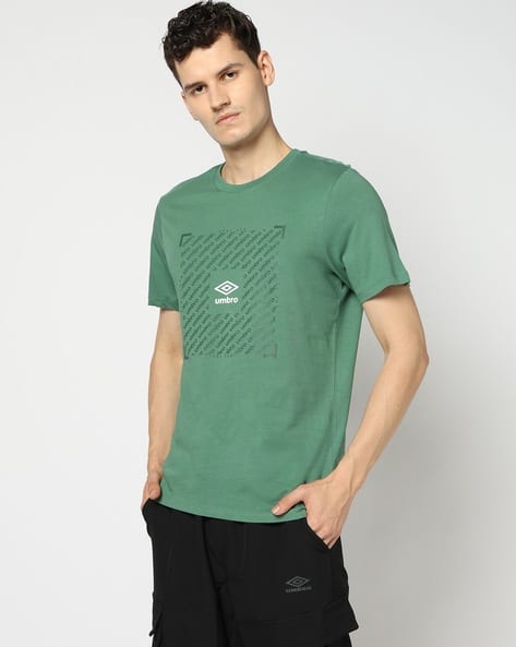 Ajio Umbro T Shirts Online Men Brand Print Regular Fit Crew-Neck T