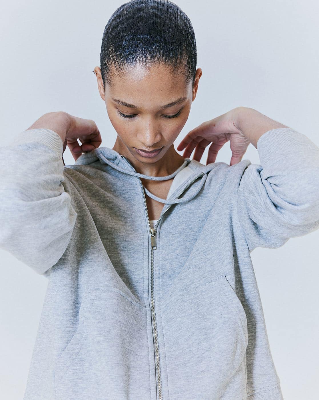Buy H&M Women Heathered Zip-Through Hoodie Online | Ajio.com
