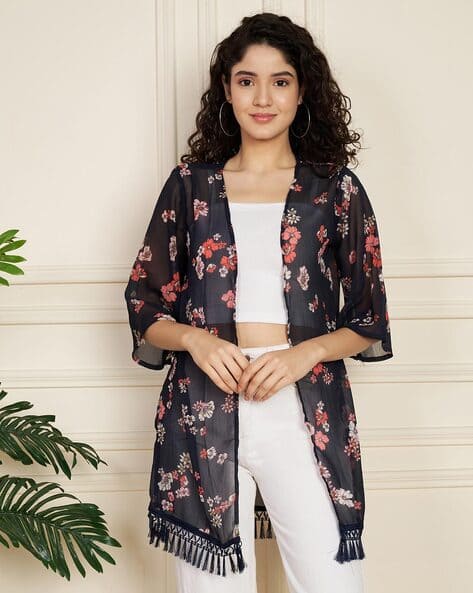 Women Chiffon Floral Shrug
