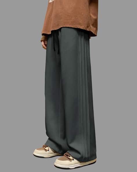 EYEBOGLER Men Straight Track Pants with Elasticated Drawstring Waist
