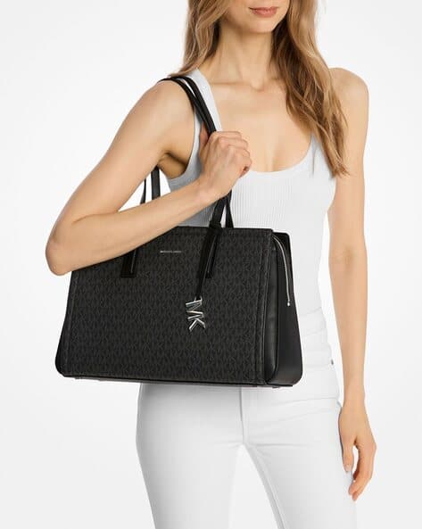 Buy Michael Kors Laila Medium Tote Bag | Black Color Women Buy Michael Kors Laila Medium Tote Bag | Black Color Women