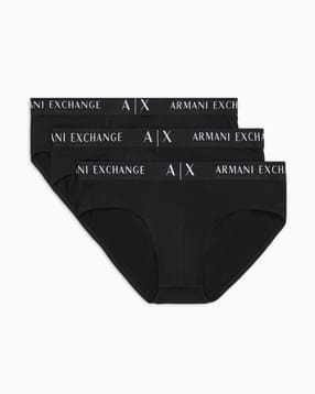 armani exchange Men Pack of 3 Essentials Briefs with Logo Waistband-picture-39