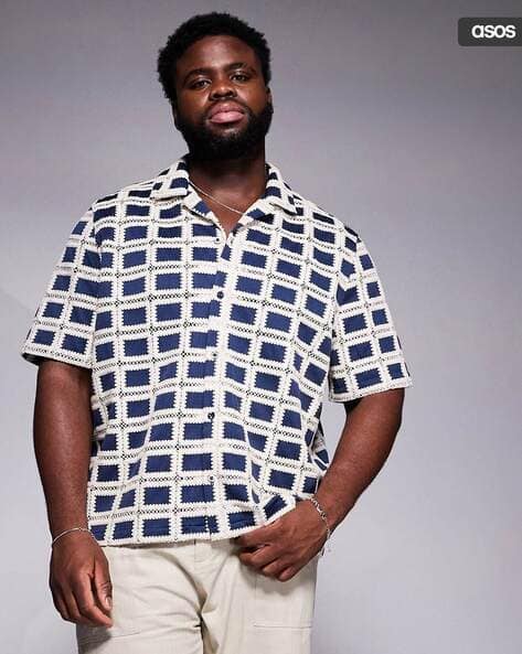 ASOS DESIGN Men Crochet Relaxed Fit Shirt