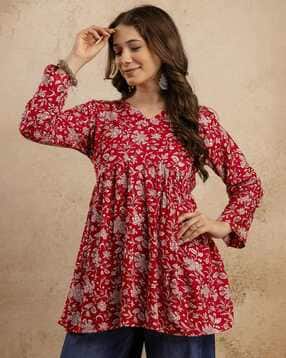 Women Floral Print Flared Kurti
