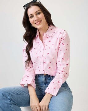 Cotton Regular Fit Stripes Shirt