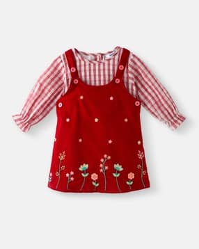 Girls Regular Fit Embroidery Dungaree-image-17