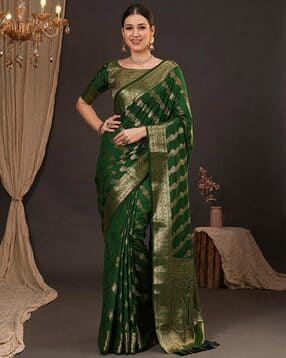 ri-wah Women Floral Woven Saree with Zari Border-picture-15