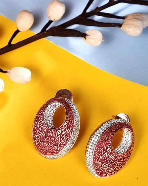 Saraf Rs Jewellery Gold Plated Enamelled Studs