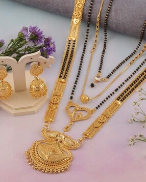 brado jewellery Women Set of 4 Gold-Plated Necklace & Earrings Set-picture-29