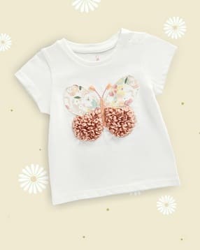 mothercare Girls Natures Blossom Butterfly Applique Regular Fit Crew-Neck T-Shirt-picture-53