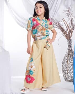Girls Floral Print Top & Pants-image-4