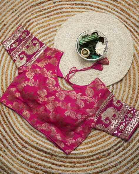 Buy Nyrika Women Jacquard Dola Silk Blouse Online | Ajio.com
