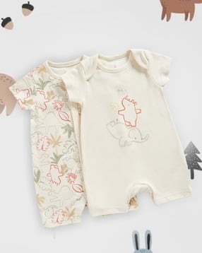 mothercare Boys Pack of 2 Animal Print Rompers-picture-11