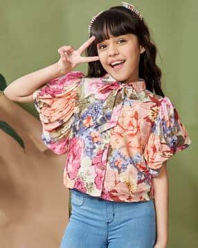 Girls Floral Regular Short Sleeve Top-image-26