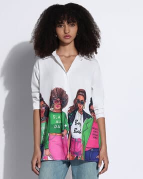 showoff Women Graphic Print Oversized Fit Shirt-picture-20
