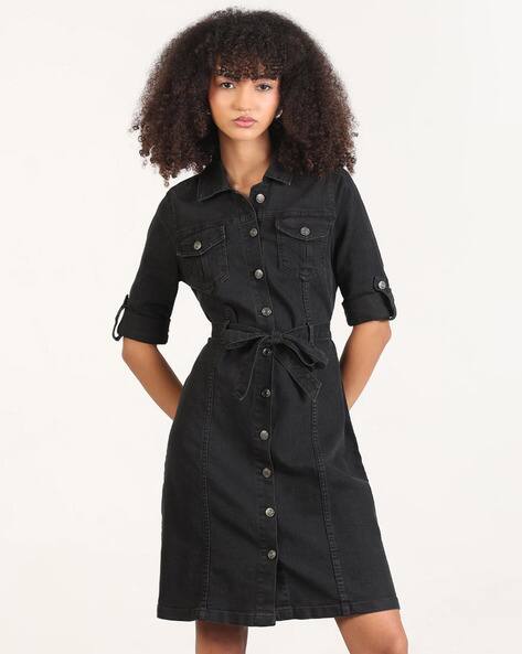 Buy H&M Women Rib-Knit Button-Front Dress Online | Ajio.com