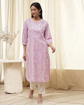 biba Women Abstract Print Straight Kurta-picture-20