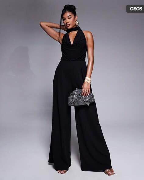 Women Wide-Leg Jumpsuit with Tie-Neck