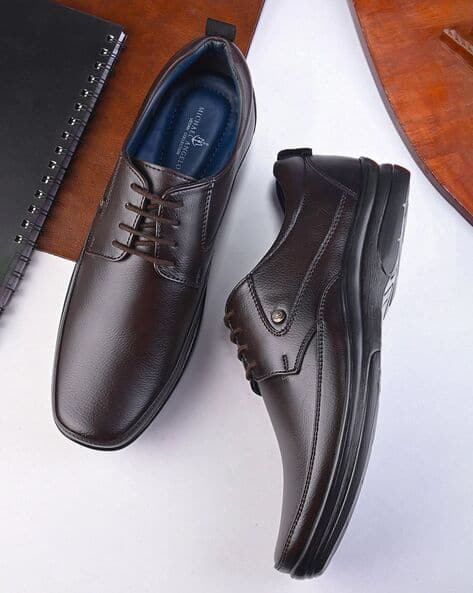 MICHAEL ANGELO Men Round-Toe Derbys with Lace Fastening