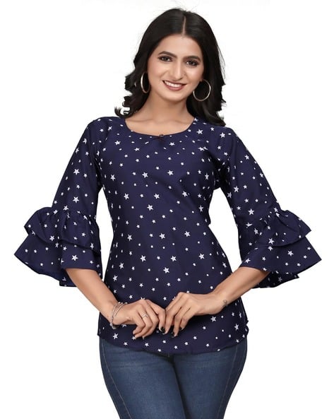 ZELZIS Women Regular Fit Micro Print Tunic