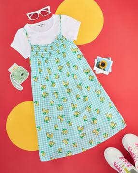 Girl Floral Print Regular Fit Dungarees-image-20