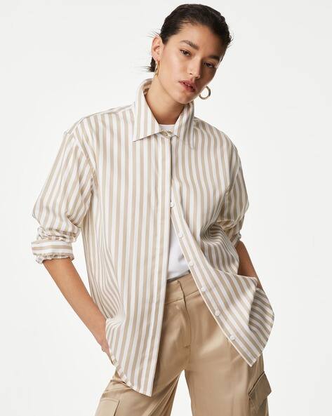 Marks & Spencer Pure Cotton Striped Collared Shirt