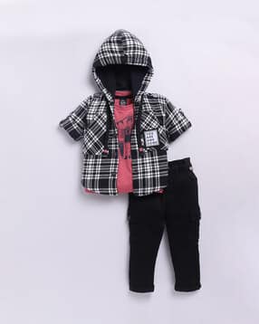 little collars  Boys Cotton Checks 2-Piece Set-picture-29