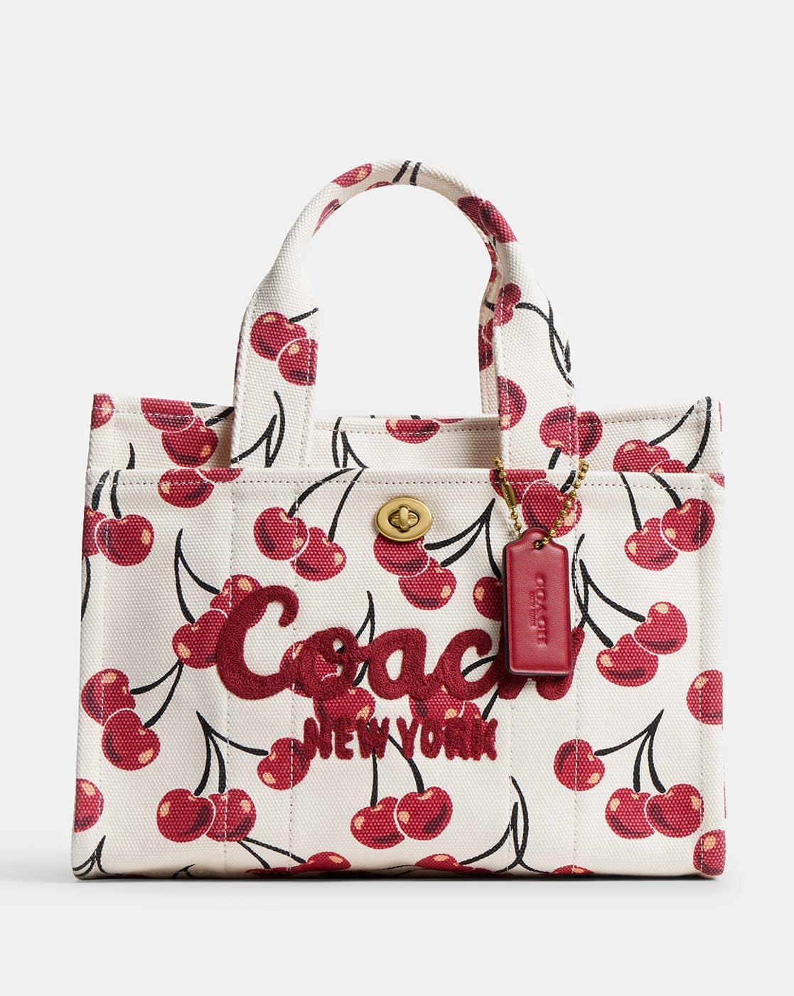 Buy Coach Cherry Print Cargo Tote Bag White Red Color Women