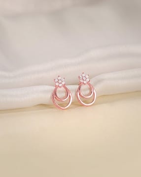 giva Women Sterling Silver Rose Gold-Plated Floral Stud Earrings-picture-18