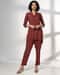 Border printed coord set, MAROON, M