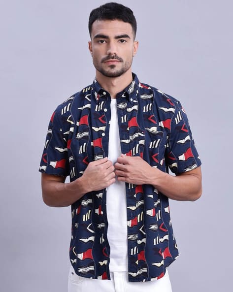 TOMMY HILFIGER Printed Regular Fit Poplin Shirt