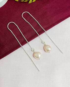 inari shines Women Sterling Silver Pearl Drop Earrings-picture-23