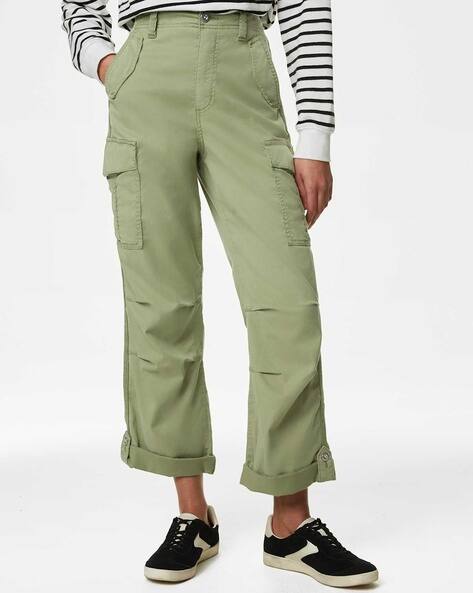 Lyocell Rich Cargo Tea Dyed Cropped Trousers