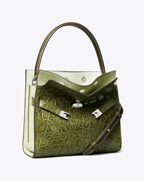 Buy Tory Burch Lee Radziwill Croc-Embossed Small Double Satchel