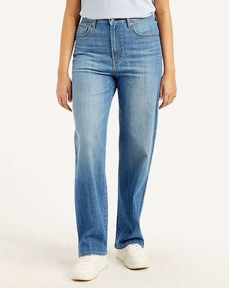 Women Mid-Wash High-Rise Ribcage Straight Fit Jeans