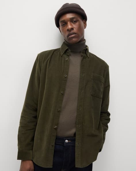 50's ARROW Mint-Green Corduroy Shirt L/S Buy Relaxed fit corduroy