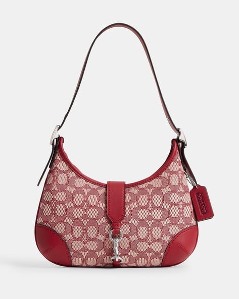 Buy Coach Signature Textile Jacquard Hamptons Hobo Bag Maroon