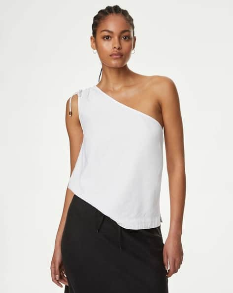 Buy Marks & Spencer Linen Rich One Shoulder Top Online | Ajio.com