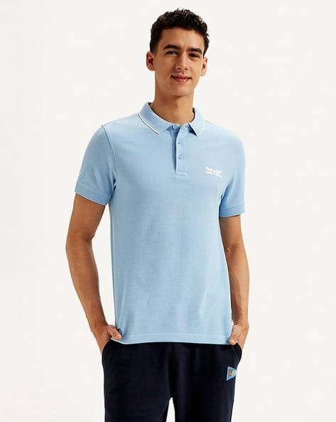 Men Slim Fit Polo T-Shirt with Logo Print