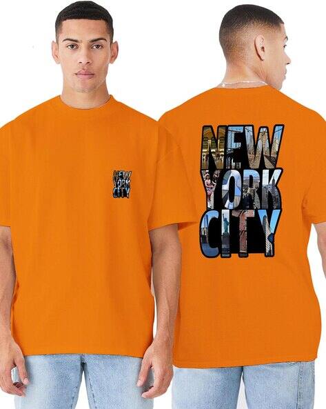 BuyThatTrendz Men Typographic Print Oversized Fit Crew-Neck T-Shirt