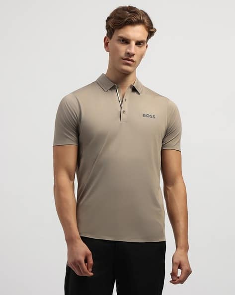 Buy BOSS Slim Fit Polo T-Shirt Khaki Color Men AJIO LUXE