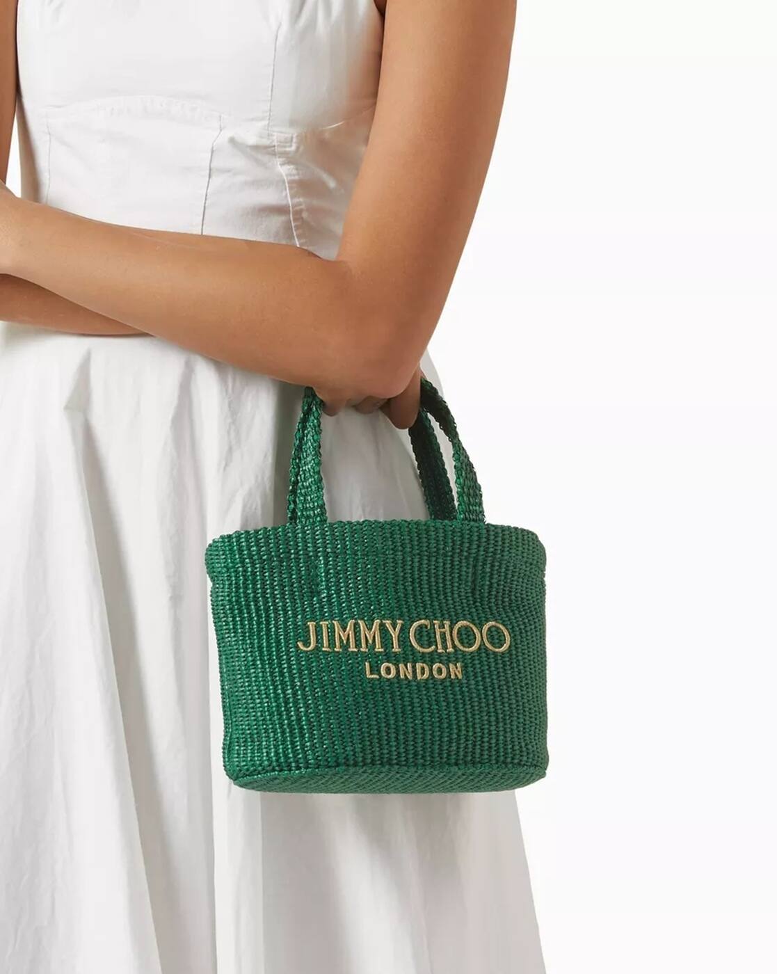 Buy Jimmy Choo Beach Mini Tote Bag | Green Color Women | AJIO LUXE