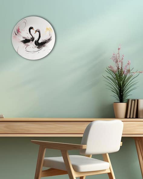 THE QUIRKY HOME Swan Love Story Ceramic Wall Plate