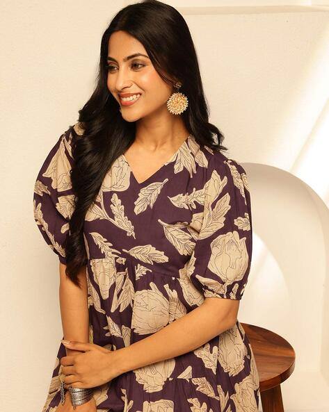 VBUYZ Women Floral Print Flared Kurti
