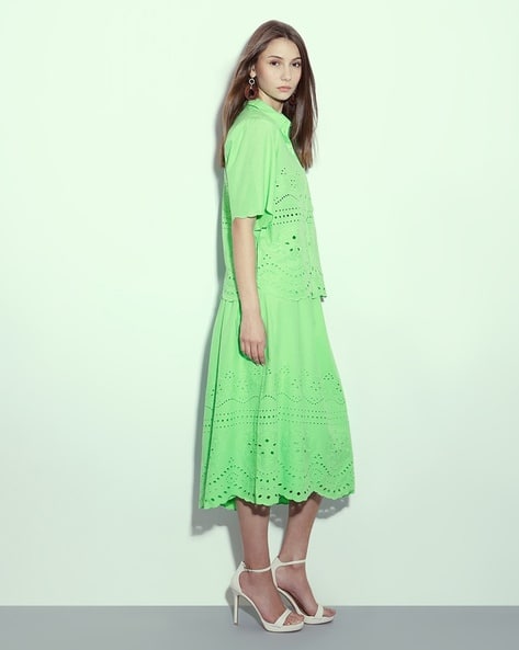 Vero Moda Women Schiffli Embroidered Flared Skirt